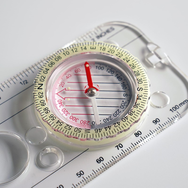Children's Compass with Adjustable Declination, Magnifying Glass, Ruler and Whistles.