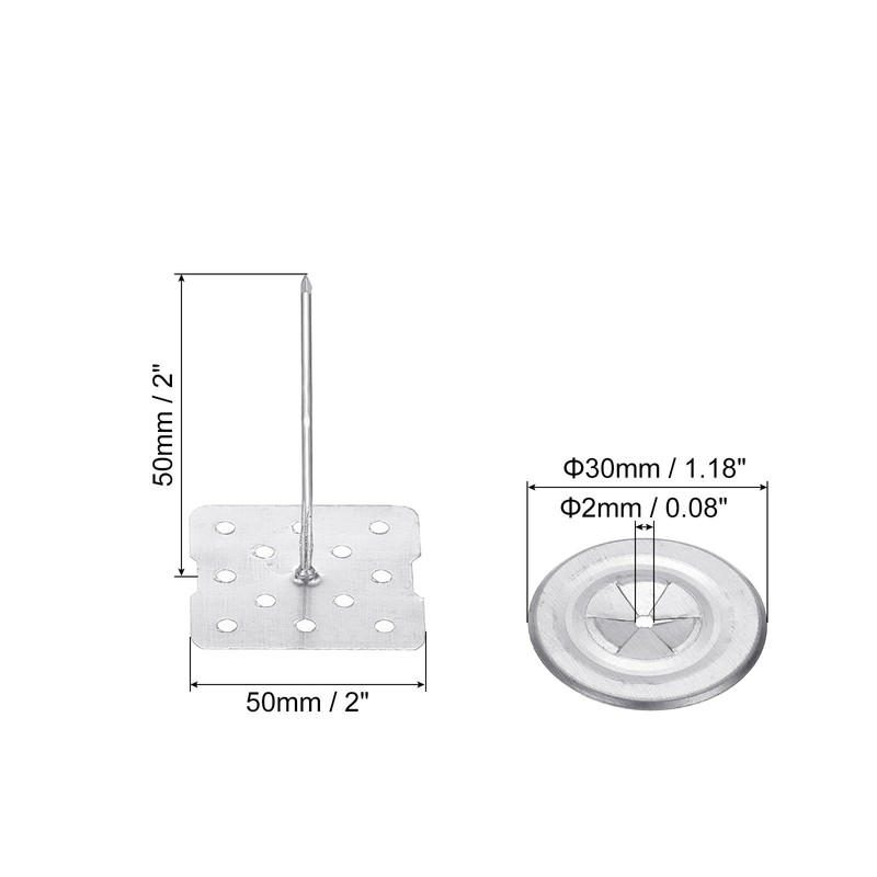 PATIKIL 50 mm Perforated Insulation Pins with Round Washers, 50