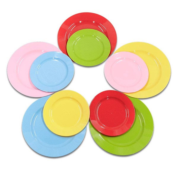 Plastic Plates Disposable 60 PCS, Heavy Duty 30 Dinner Plates 10.25" and 30 Dessert Plates 7.5" for Party, Colorful