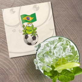 Unbranded Cartoon Frog Flag Of Brazil Soccer Animal 4'' X 4'' Square Wooden Coaster