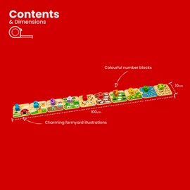 Bigjigs Toys 1-10 Tile Puzzle (20 Pieces) - Wooden Counting & Number Puzzles For Kids, Farmyard Themed Tiles, Montessori Maths Games, Sustainable Toddler Gifts, Age 2 Years +