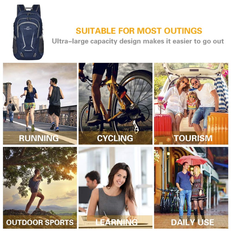 Loocower 45L Lightweight Foldable Backpack Walking Rucksack Hiking Daypack Packable