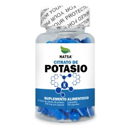 Citrato De Potasio 100 Cápsulas Calidad Premium, + Energía, Desintoxica tus Riñones, Equilibra tu nivel de Agua, Convierte Carbohidratos en Energía, Sintetiza tus Proteínas, Salud en tu Corazón
