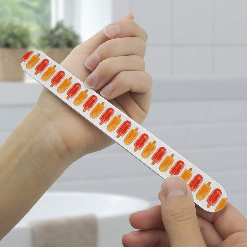 Watercolor Summer Popsicle Pattern Double-Sided Nail File Emery Board Set