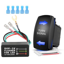 Nilight Turn Signal Switch with Flasher Relay Kit 4PIN ON Off ON Rocker Switch w/Blue LED Laser Etched SPDT Toggle Switches 12V 20A 24V 10A Jumper Wires for ATV UTV Tractor Motorcycle
