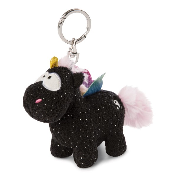 NICI Keyring Unicorn Rainbow Yin 10 cm, Black/Multi-Coloured
