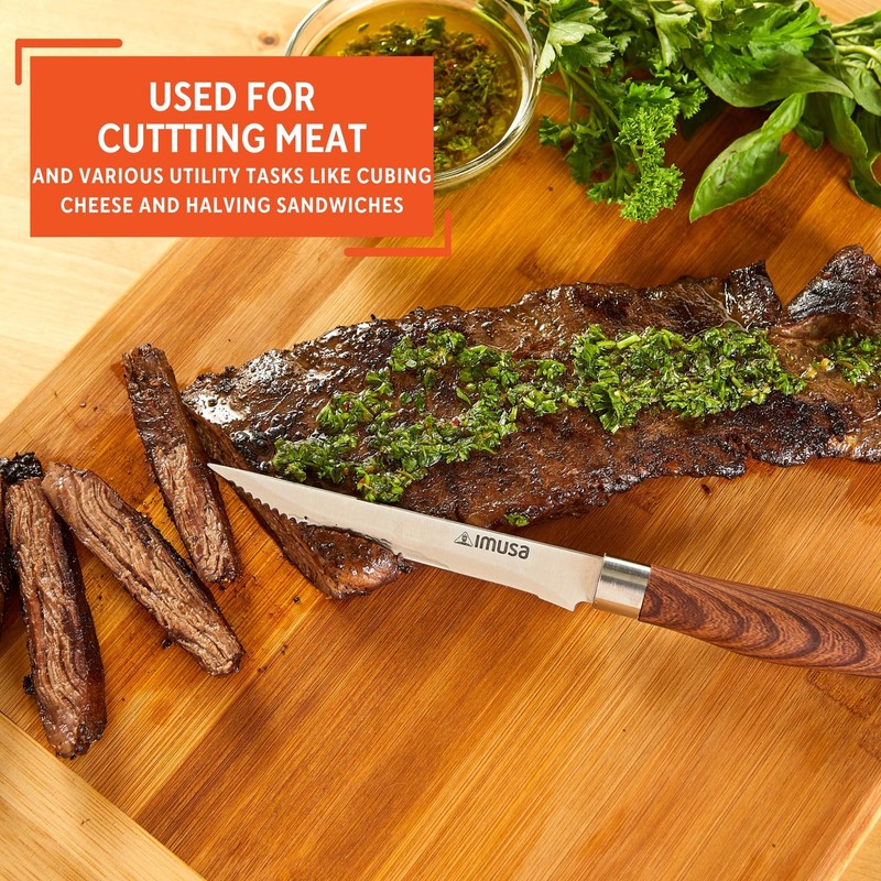 IMUSA 4.5in Chef WL Stainless Steel Steak Knife with Wood