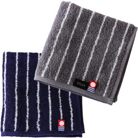 imaa Imabari Towel Handkerchief, Easy Carry Hand Towel, 100% Cotton, Made in Japan, Certified Quality, Colors: Navy, Pinstripe Gray