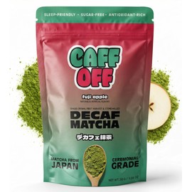 Caff Off Decaf Apple Matcha Green Tea Powder From Japan – 1.06 oz / 30 g – Ceremonial Grade & Sugar-Free – No Fillers or Milk Powders – Naturally Decaffeinated Without Chemicals – Tested for Heavy Metals – First Harvest, Shade-Grown & Caffeine-Free Matcha Powder