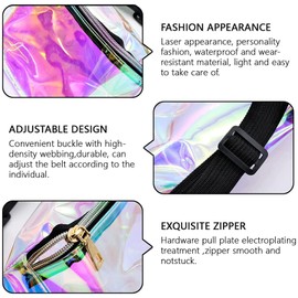 Holographic Waist Bags, Women's Purple Belt Bag, Waterproof Travel Belt Bag Holographic Fanny Pack Laser Waist Bum Bag with Adjustable Belt Hip Waist Bag Geometric Waist Bag for Party, Running, Hiking