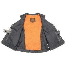 Milwaukee Leather Ladies Side-Lace Motorcycle Vest w/Reflective Piping & Dual Inside Concealed Weapon Gun Pockets (X-Small)
