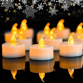 Velas Eléctricas 24 PCs - Uplayteck Velas LED Pilas velas Sin Llamas, Libres de Humo, Efecto Siempre Brillante, 100% Seguras, LED Velas de Té para Hogar Festivales Decoración, Bodas y Fiestas