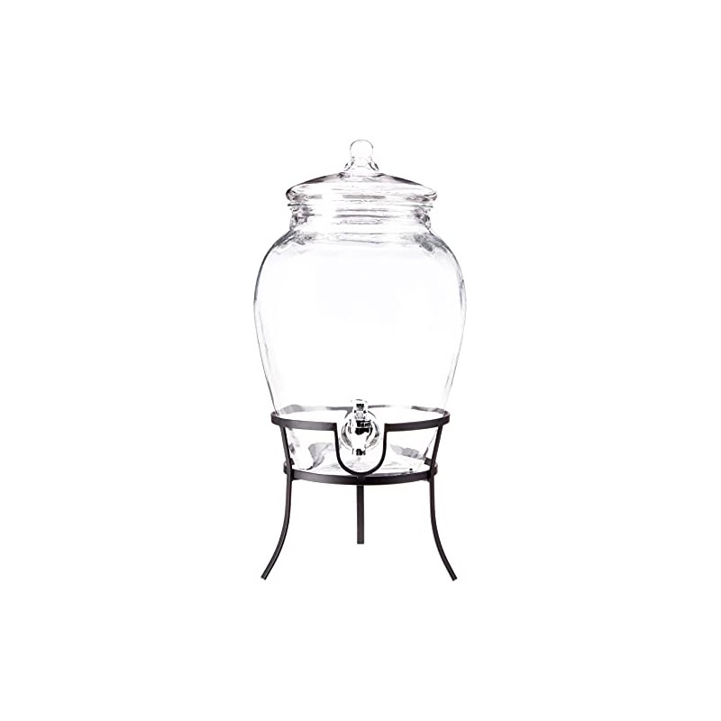 Style Setter 210388-GB Rounded Glass Beverage Dispenser, Clear, 338 Ounces