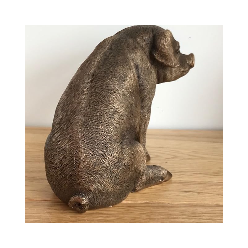 Leonardo Bronze Effect Sitting Pig Ornament Reflections Farm Animals Collection
