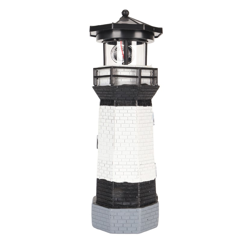 Solar Lighthouse 360 Degree Rotating Lighthouse Decoration Fadeless Resin LED