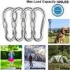 Acquwistach Locking Carabiner Clips 4 Pack 4" Stainless Steel Spring