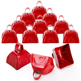 Foraineam 12 Pcs Cow Bells, Metal Loud Call Bell Alarm Noisemakers with Handle, Cowbells Hand Percussion Musical Instruments for Sporting Football Events, Weddings, Team Cheering, New Year's Eve