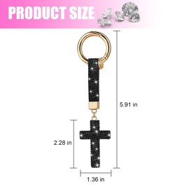 TNAIYH Bling Car Keychain, Crystal Rhinestone Cross Vehicle Key Chain for Women Girl, Auto Keyring Accessories, Universal Fit (Black)