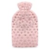 2LT Heart FOIL Print Plush HOT Water Bottle (Pink)
