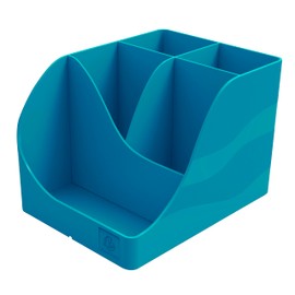 Exacompta 69528D Pen Wave Neo Deco Recycling Plastic Pen Holder with 5 Compartments for Storing Ballpoint Pens and Other Stationery Blue Angel Pen Box Pen Holder Duck Blue