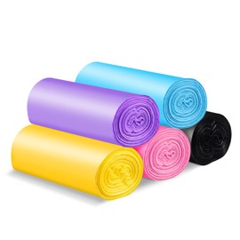 lazyme Pequeño Bolsas de basura, 4 galones bolsas de basura Thin materiales Tamaño pequeño 15-liters para oficina, Home Papelera, 150 cuentas 5 Color