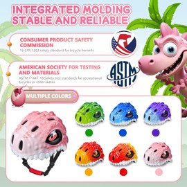 DOJASOHILMI Toddler/Kids Bike Helmet for Boys Girls Adjustable Kids Helmet 3D Lightweight Ventilation and Multi-Sports Scooter Cycling Roller Balance Bike