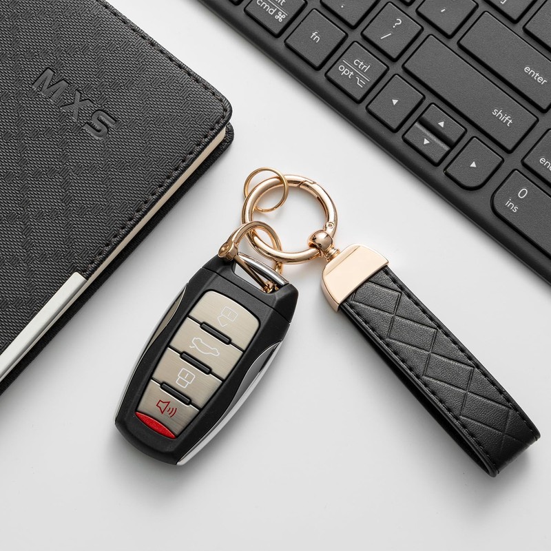 AOKSUNOVA Women's Leather Car Key Fob, orange, Unit size