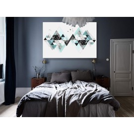 Looife Colorful Geometric Patterns Canvas Wall Art, 40x30 Inch Abstract Triangle Giclee Prints Wall Decor for Home Decoration