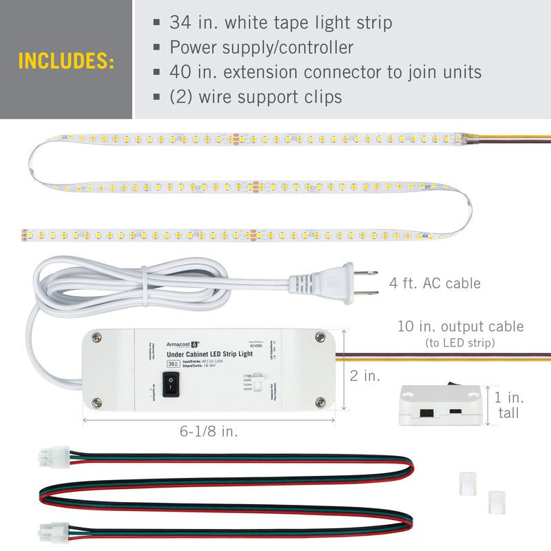 Armacost Lighting 34" White CCT Tunable Under Cabinet Lighting LED