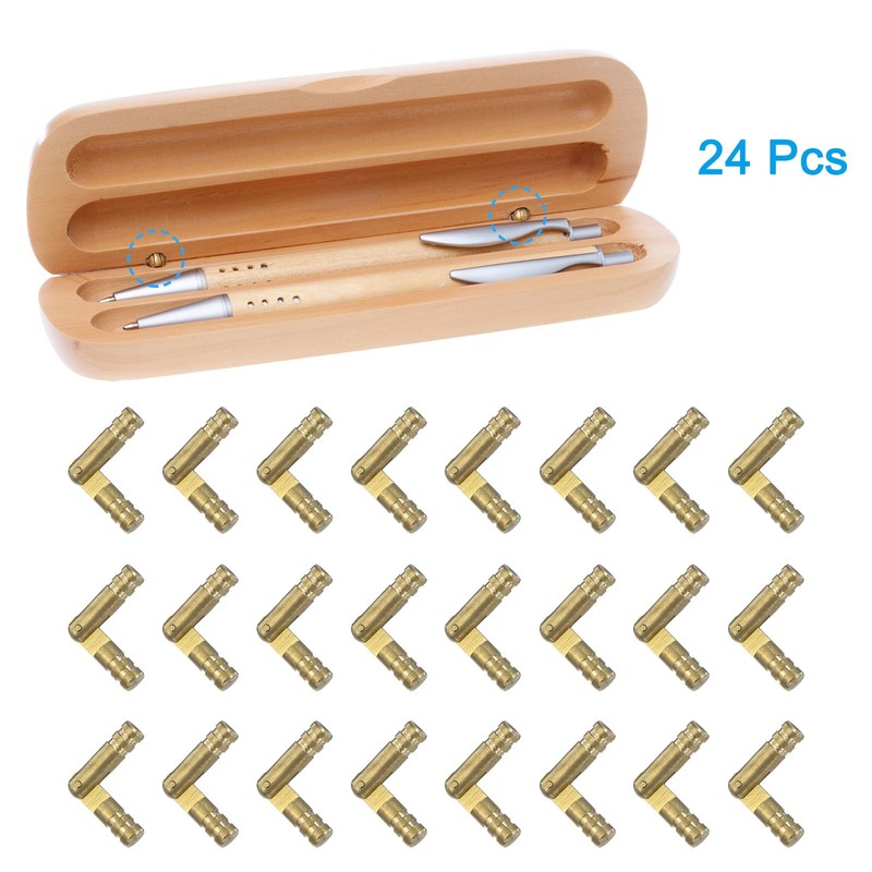 uxcell Invisible Brass Barrel Hinges, 24pcs 4x25mm Brass Concealed Hinges