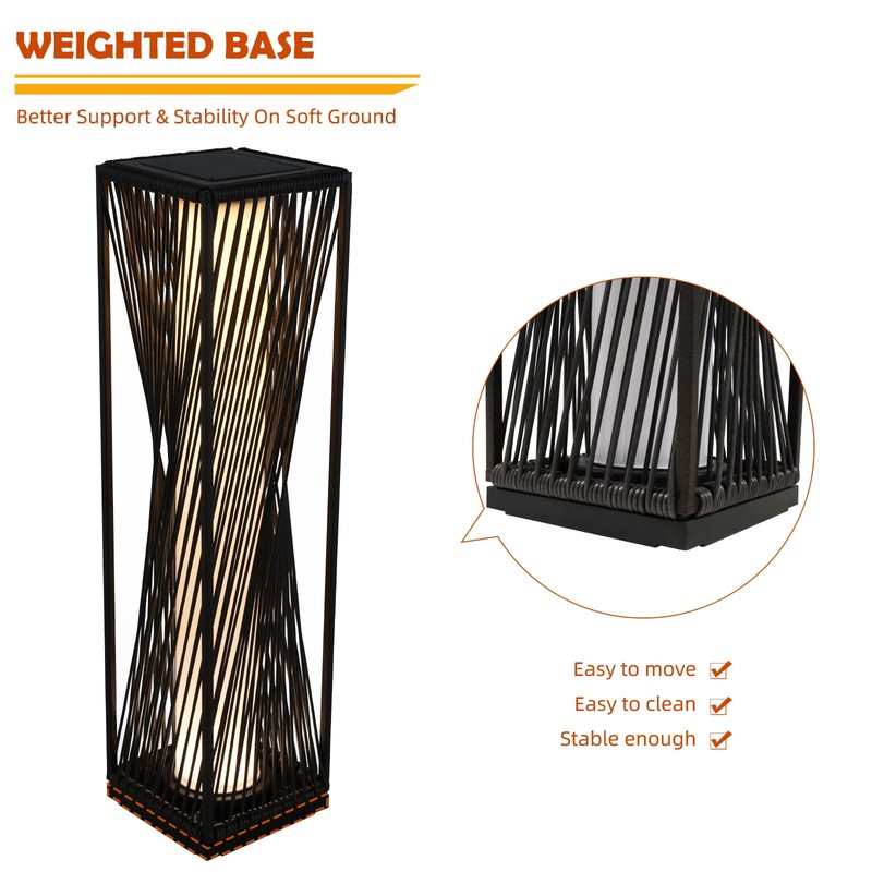 Solar Yard Outdoor Solar Floor Lamp Resin Wicker Solar Light