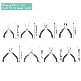 HARFINGTON 8pcs Jewelry Pliers Kits Jewelry Making Pliers Tool Needle/Round/End Cutter/Bent/Long/Flat Nose Pliers Wire Cutter & Diagonal Cutter for Beading Tool Hobby Craft