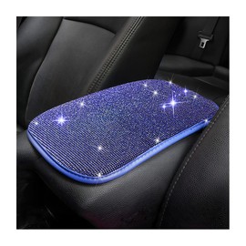 JNNJ Bling Center Console Cover, Diamond Fashion ArmRest Pad, Crystal Soft Arm Rest Protective Cushion, Car Accessories for Women Girls, 30cm*21.5CM for Most of Vehicles, SUVs, Trucks(Blue)