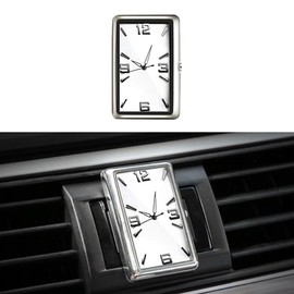 Surakey Car Clock Universal Mini Dashboard Square Clock Self Adhesive Car Home Decoration Schedule Dashboard Parts Stainless Steel Square Miniature White Digital Clock, Type 1