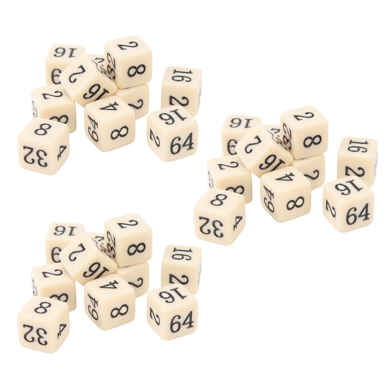 30PCS 6 Sided Number Dice 15.5mm Multiple Of 2 Number