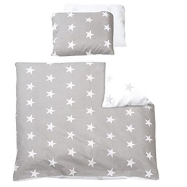 roba Cot Bed Linen 2-Piece Set, 'Little Stars' Collection, Baby Bed Linen 80 x 80 (Duvet and Pillow), 100% Cotton