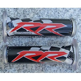 Red RR Logo Gel Hand Grips Compatible with Honda CBR500R CBR600RR CBR929RR CBR954RR CBR1000RR CBR1100XX CBR125 CBR250 CBR300 CBR500 CBR600 CBR 125 250 300 500 600 600RR 650 900 929 954 1000 RR 1000RR