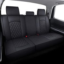 YIERTAI Back Tundra Seat Covers Compatible with Toyota Tundra 2008-2022 2023 2024 2025 2026 Crewmax Cab 1794 Edition Platinum Split Bench 40/60 Waterproof Faux Leather(1 Rear Seat Cover/Black)