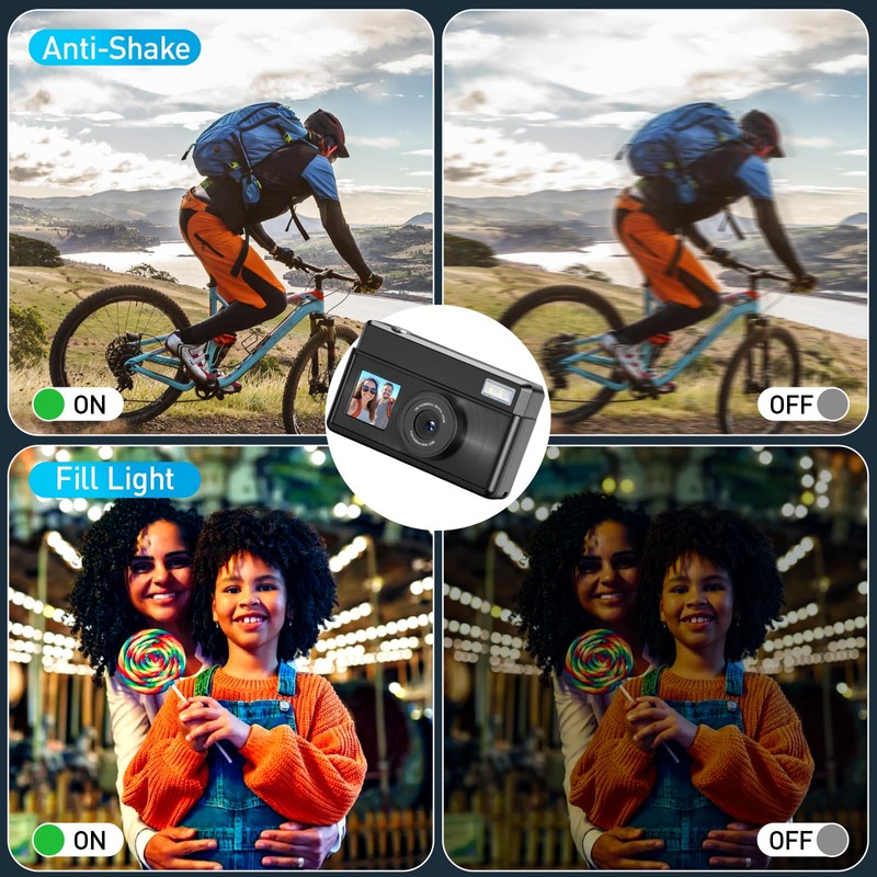 Teoryieer Digital Camera 4K 64MP Compact Camera Digital with 32GB