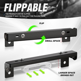 YZONA Flip-Up Winch License Plate Frame Compatible with 10" Hawse Fairlead, Universal Front License Bracket Holder Relocation, Bumper Winch Mount Roller, Fit for Most Pickup Trucks Off-Road Cars SUVs