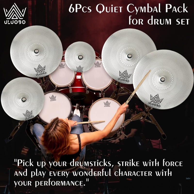 Low Volume Cymbal Pack 6 Pieces, Silent Cymbals, Quiet Cymbals