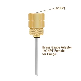 MEASUREMAN Brass Gauge Adaptor 1/4NPT Female，2-1/2 OAL x 1-2/5" x 1/8" Probe with Stainless Steel Sheath，Pressure Gauge Fitting kit