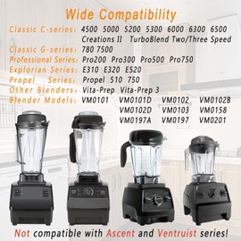 EastFune for Vitamix Blenders 64Oz Container, replace 5000 5200 6300 6500 7500 Pro 200 500 750 vm0101 vm0102 E310 320 etc, compatible with Classic/Explorian/Professional/Propel Series Pitcher Jar Cup
