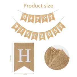 Rmerasor Happy Birthday Garland Banner, Happy Birthday Garland Linen, Vintage Linen Birthday Decoration, Vintage Birthday Bunting, for Birthday Decoration, Gift Idea