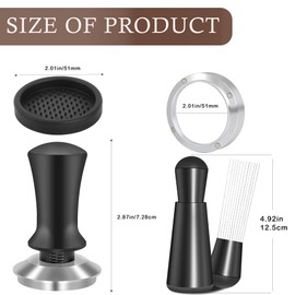 51mm Espresso Accessories Kit - Calibrated Spring-Loaded Tamper (30lbs), WDT Tool with 0.35mm Needles & Magnetic Dosing Funnel | Barista-Grade Set for 51mm Portafilters & Espresso Machines