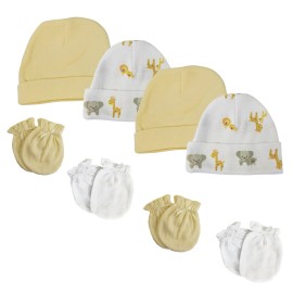 UD_Baby Boy, Baby Girl, Unisex Infant Caps And Mittens (pack Of 8) Nc_0394