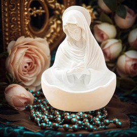 Liisaho Our Lady of Grace Statue Virgin Mary Keepsake Rosary Holder,Catholic Gifts for Women Religious Home Decor,5" Blessed Mother Statues, Resin Relic