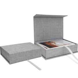 Vienrose Linen - Estuche para fotos y tarjetas postales, 12,7 x 17,8 cm, 1 unidad para fotos, postales, papel decorativo, color gris