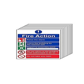 V Safety Fire Action - General Fire Action 5 Message Risks - 200 x 300mm - Pack of 10