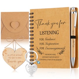 Nezyo 5 Pcs Employee Appreciation Gifts Bulk Wooden Heart Plaque Motivational Notepads Organza Bags Inspirational Pen Thank You Keychain Leaving Gifts for Coworker Office Employee Teacher(Listening)